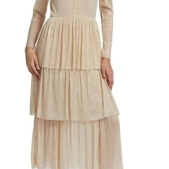 SABINA MUSAYEV Carry Tiered Belted Metallic Dress - Ivory - Picture 4 of 12